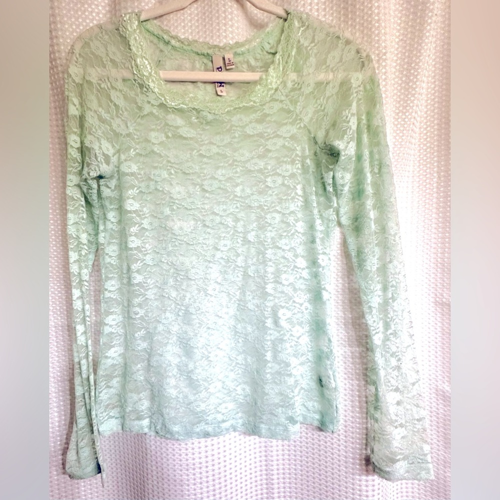 Mudd Light Teal Lace Top